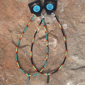 Western Beaded Choker The “Feathered Indians” Turquoise